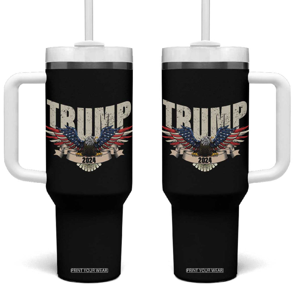 Trump 2024 Tumbler With Handle 45 47 American Election Republican Conservative US Flag Eagle TB10 One Size: 40 oz Black Print Your Wear