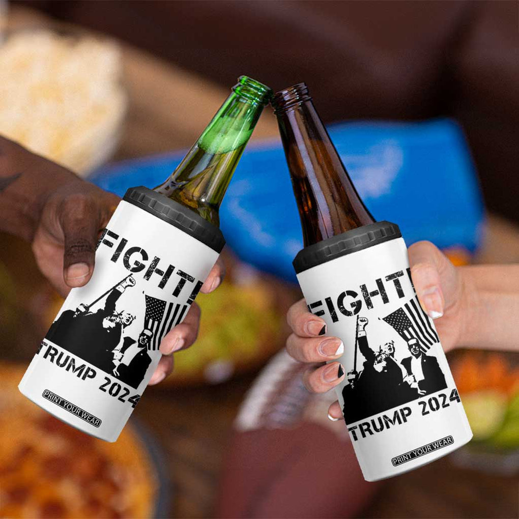 Trump Raised Fist 4 in 1 Can Cooler Tumbler Fight Trump 2024 American Flag TB10 Print Your Wear