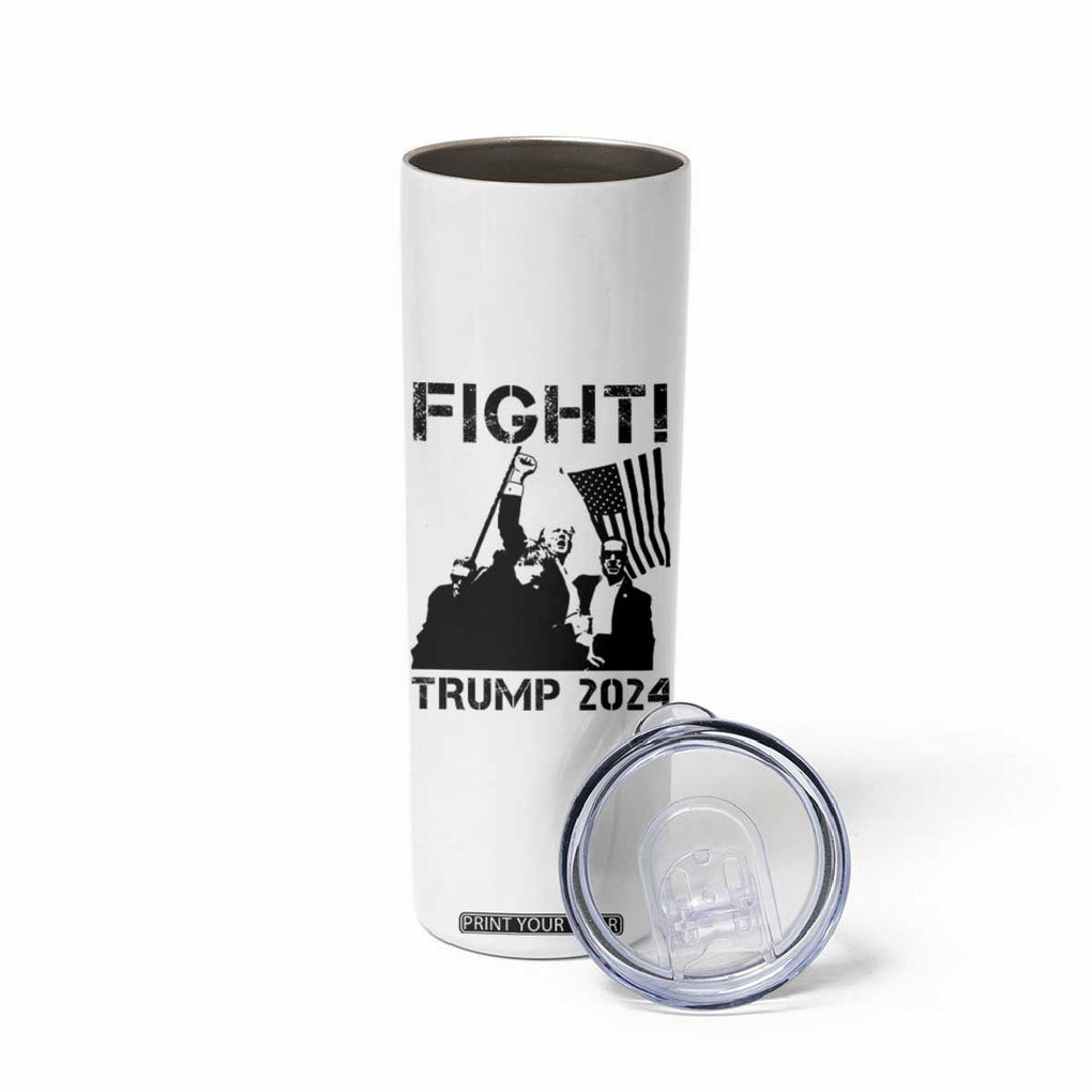 Trump Raised Fist Skinny Tumbler Fight Trump 2024 American Flag TB10 Print Your Wear