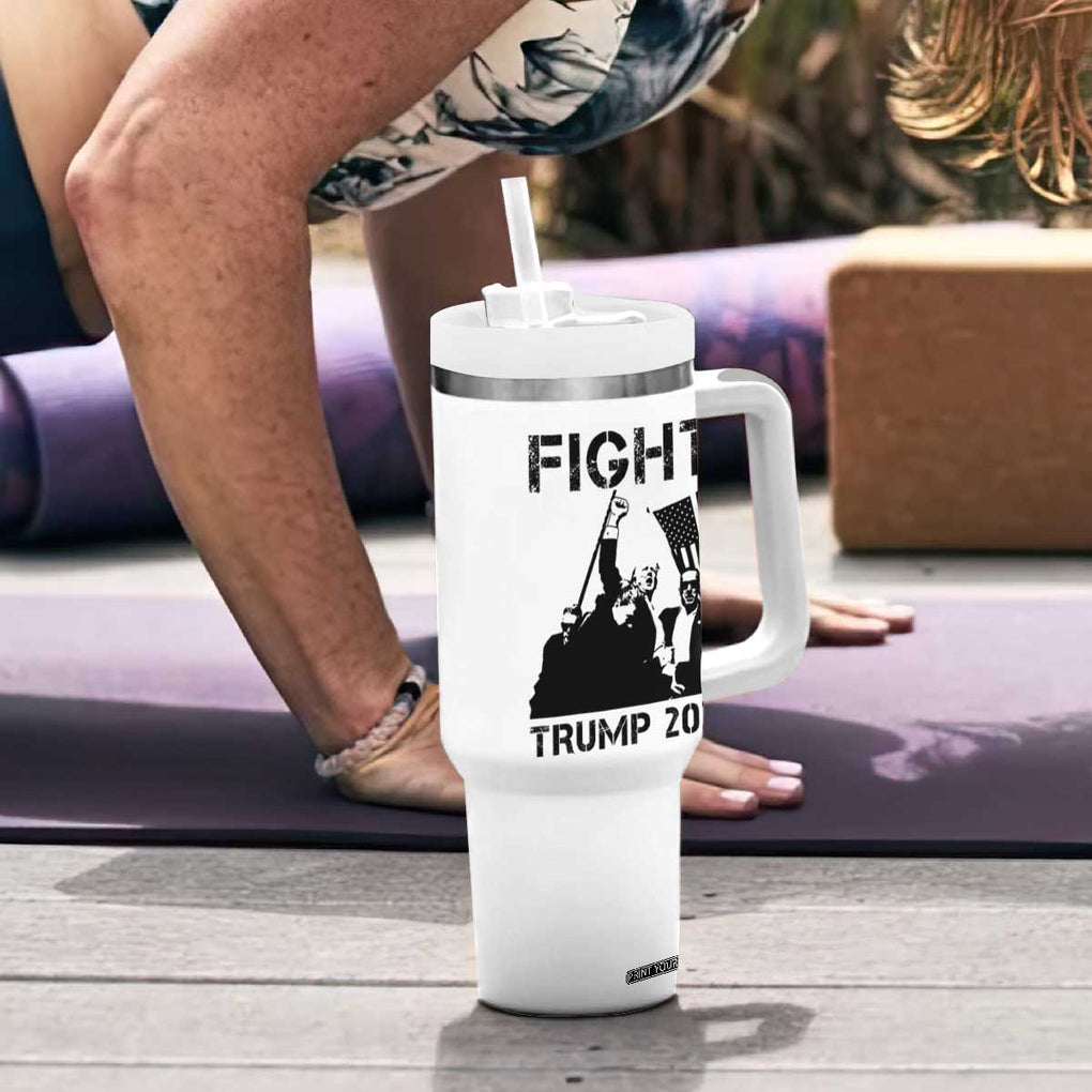 Trump Raised Fist Tumbler With Handle Fight Trump 2024 American Flag TB10 Print Your Wear