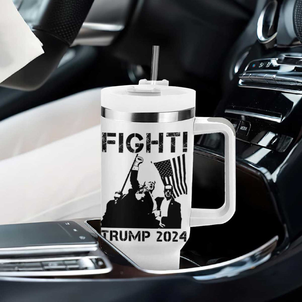 Trump Raised Fist Tumbler With Handle Fight Trump 2024 American Flag TB10 Print Your Wear