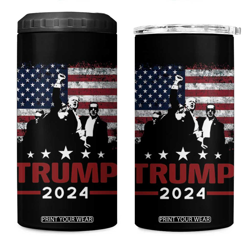 Trump 2024 4 in 1 Can Cooler Tumbler At Election Rally American Retro Flag TB10 One Size: 16 oz Black Print Your Wear