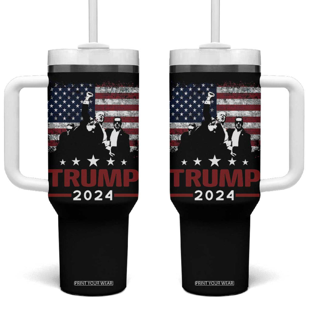 Trump 2024 Tumbler With Handle At Election Rally American Retro Flag TB10 One Size: 40 oz Black Print Your Wear