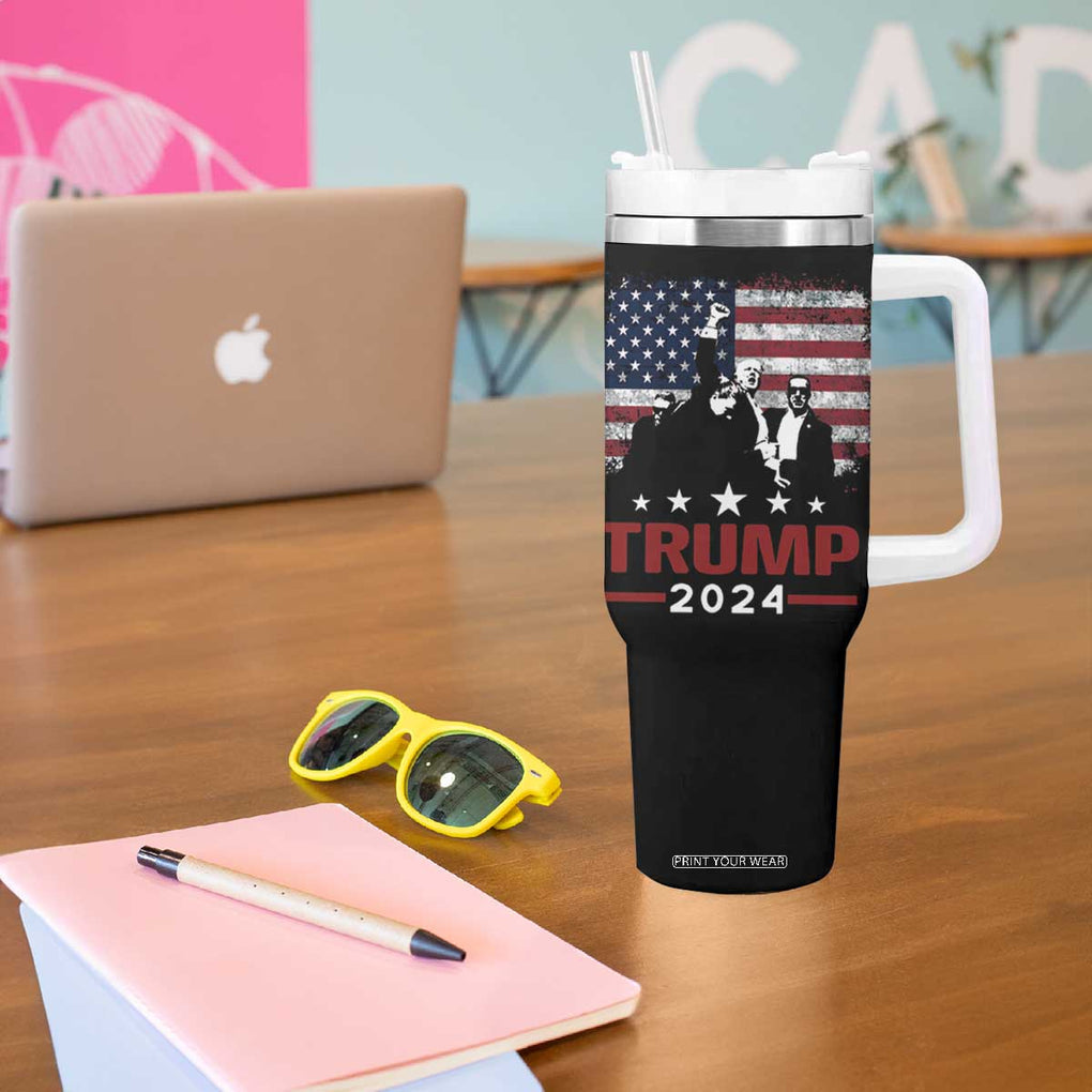 Trump 2024 Tumbler With Handle At Election Rally American Retro Flag TB10 Print Your Wear