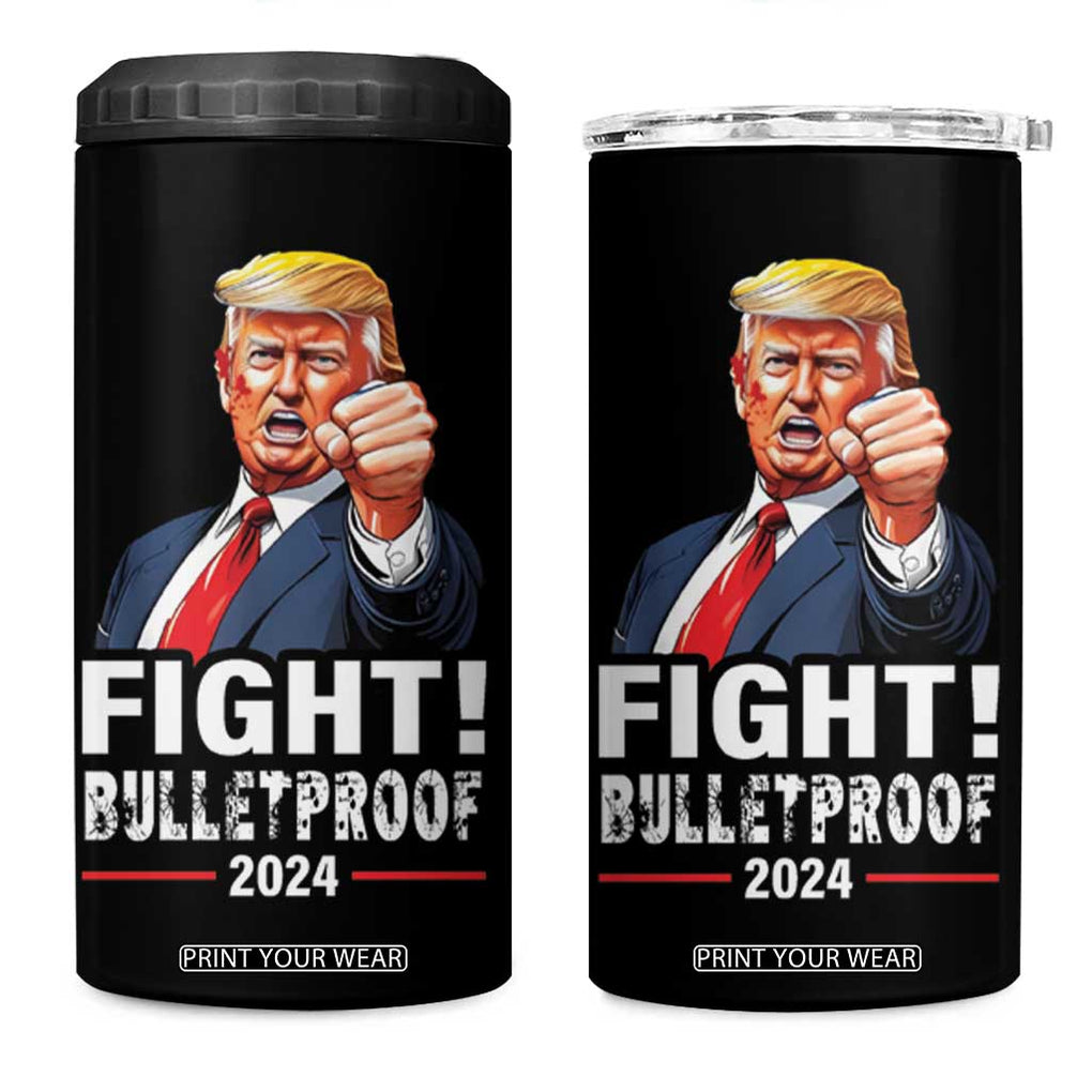Trump 2024 4 in 1 Can Cooler Tumbler Fight BulletProof At Election Rally American TB10 One Size: 16 oz Black Print Your Wear
