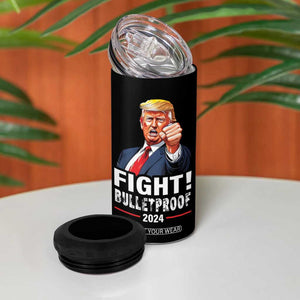 Trump 2024 4 in 1 Can Cooler Tumbler Fight BulletProof At Election Rally American TB10 Print Your Wear
