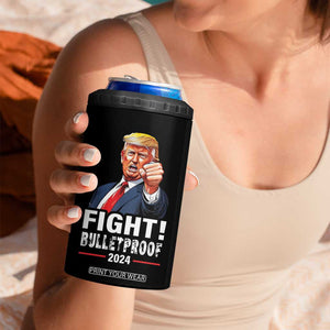 Trump 2024 4 in 1 Can Cooler Tumbler Fight BulletProof At Election Rally American TB10 Print Your Wear