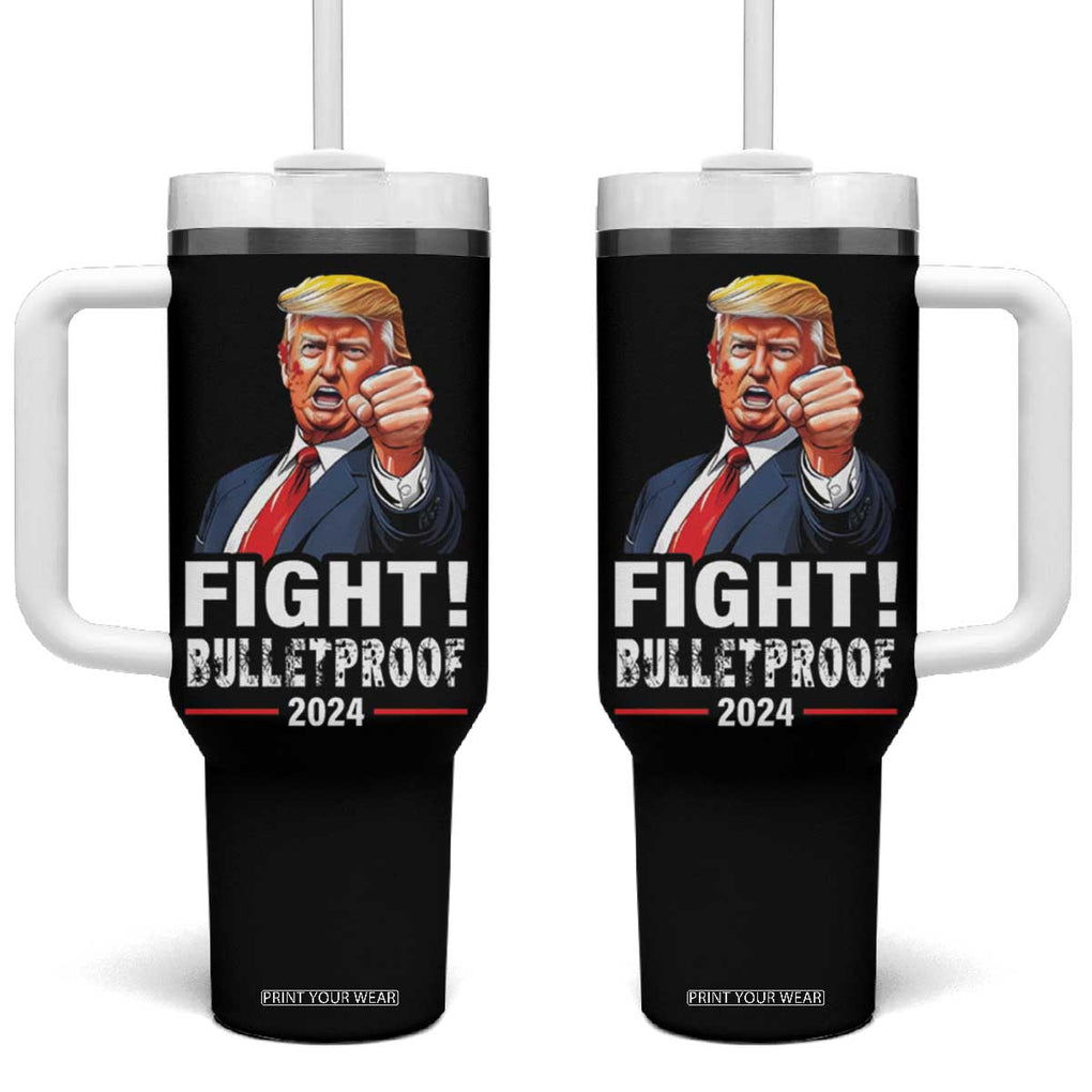 Trump 2024 Tumbler With Handle Fight BulletProof At Election Rally American TB10 One Size: 40 oz Black Print Your Wear