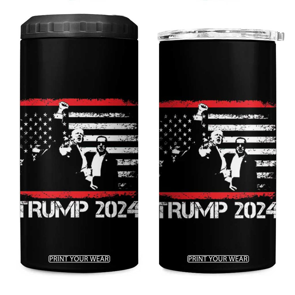 Trump 2024 4 in 1 Can Cooler Tumbler At Election Rally American Flag TB10 One Size: 16 oz Black Print Your Wear
