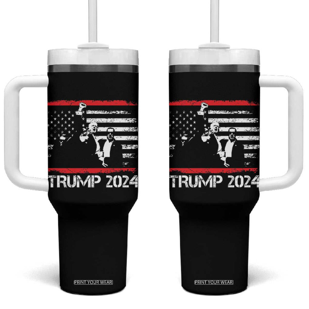 Trump 2024 Tumbler With Handle At Election Rally American Flag TB10 One Size: 40 oz Black Print Your Wear