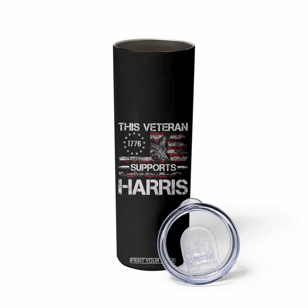 This Veteran Supports Harris 2024 Skinny Tumbler American Flag 4th Of July Madam President TB10 Print Your Wear