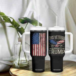 This Veteran Supports Trump 2024 Election Tumbler With Handle American Flag Eagle Grandpa Dad Gifts TB10 Print Your Wear