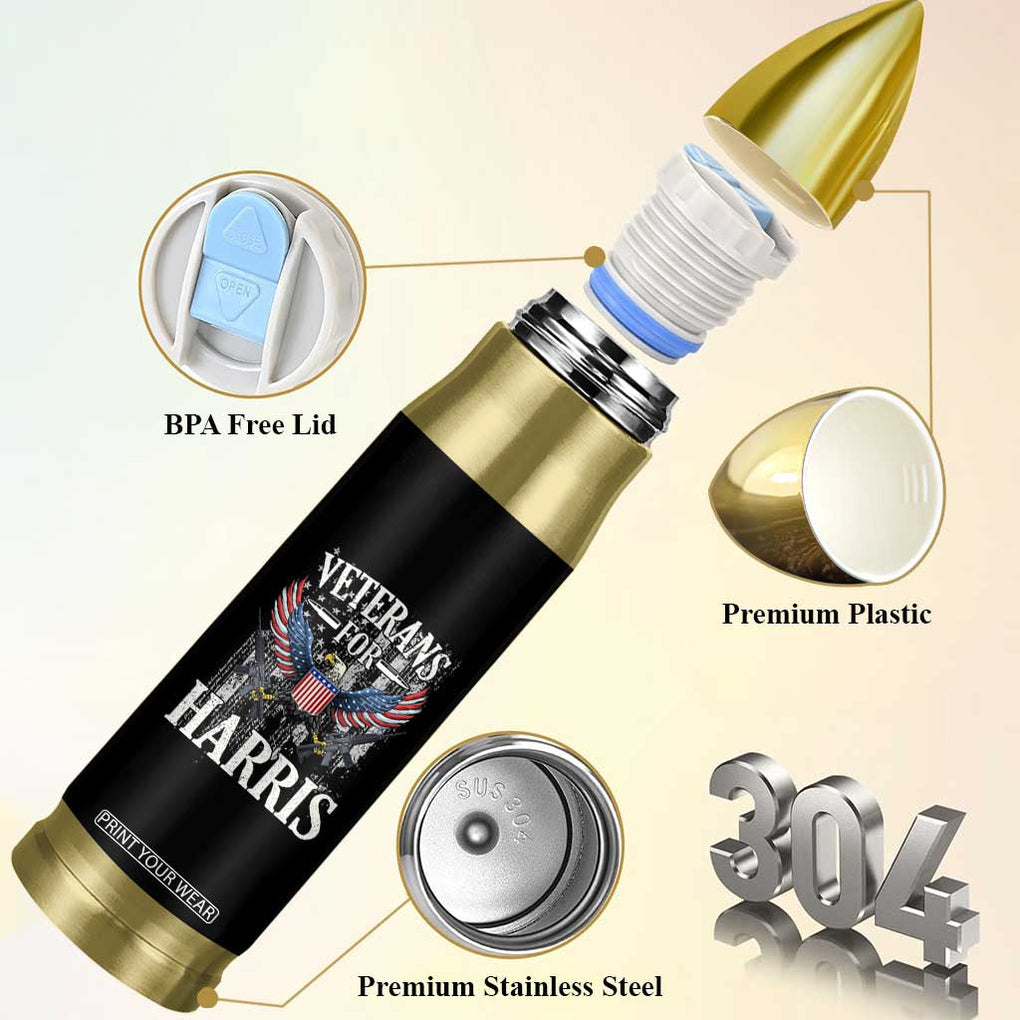 Veterans For Harris Walz 2024 Election Bullet Tumbler American Flag Eagle TB10 Print Your Wear