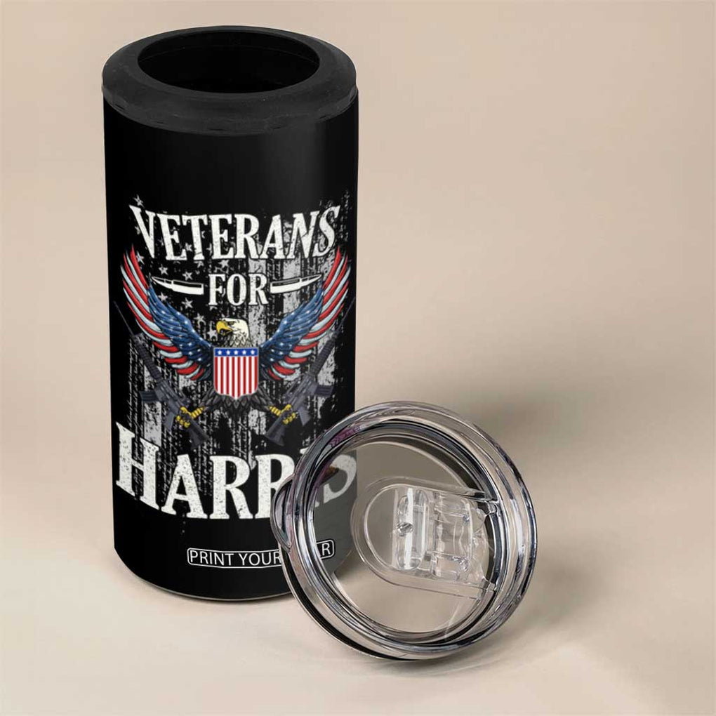 Veterans For Harris Walz 2024 Election 4 in 1 Can Cooler Tumbler American Flag Eagle Grandpa Dad Gifts TB10 Print Your Wear