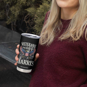 Veterans For Harris Walz 2024 Election Tumbler Cup American Flag Eagle Grandpa Dad Gifts TB10 Print Your Wear