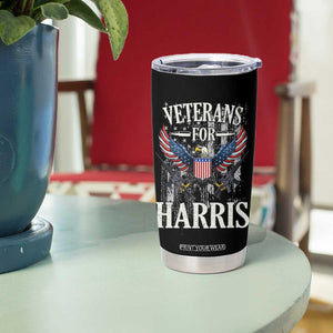 Veterans For Harris Walz 2024 Election Tumbler Cup American Flag Eagle Grandpa Dad Gifts TB10 Print Your Wear