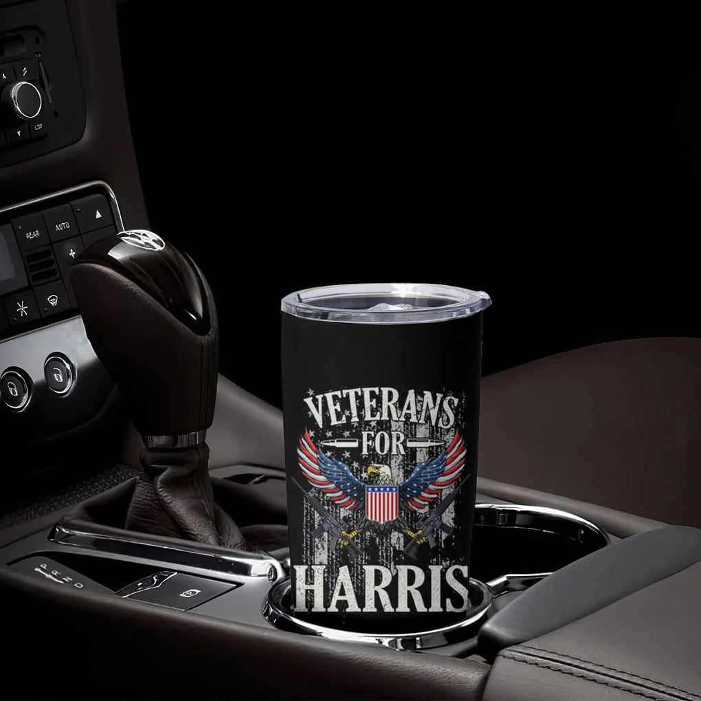 Veterans For Harris Walz 2024 Election Tumbler Cup American Flag Eagle Grandpa Dad Gifts TB10 Print Your Wear
