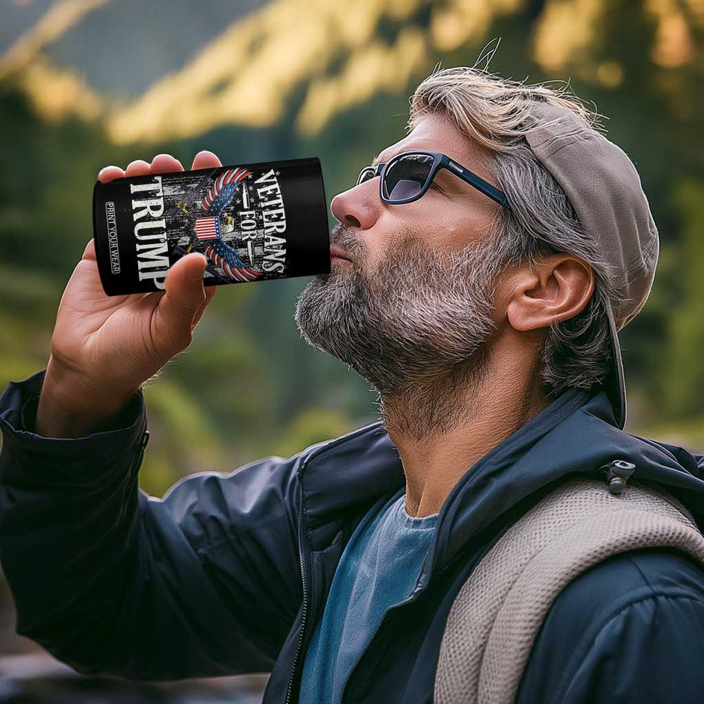 Veterans For Trump 2024 Election 4 in 1 Can Cooler Tumbler American Flag Eagle Grandpa Dad Gifts TB10 Print Your Wear