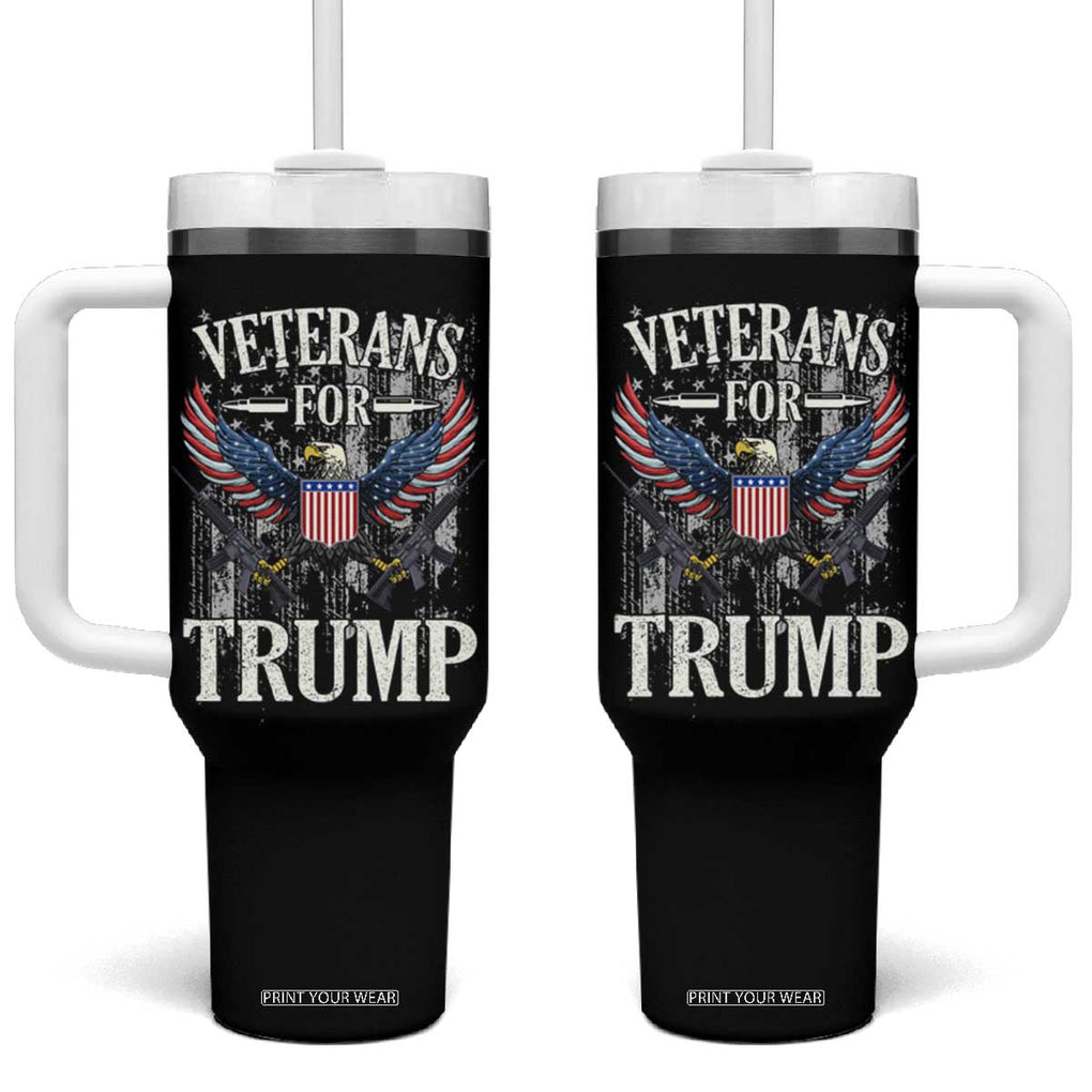 Veterans For Trump 2024 Election Tumbler With Handle American Flag Eagle Grandpa Dad Gifts TB10 One Size: 40 oz Black Print Your Wear