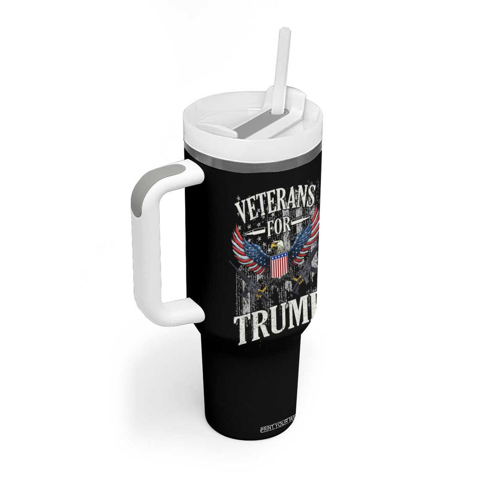 Veterans For Trump 2024 Election Tumbler With Handle American Flag Eagle Grandpa Dad Gifts TB10 Print Your Wear