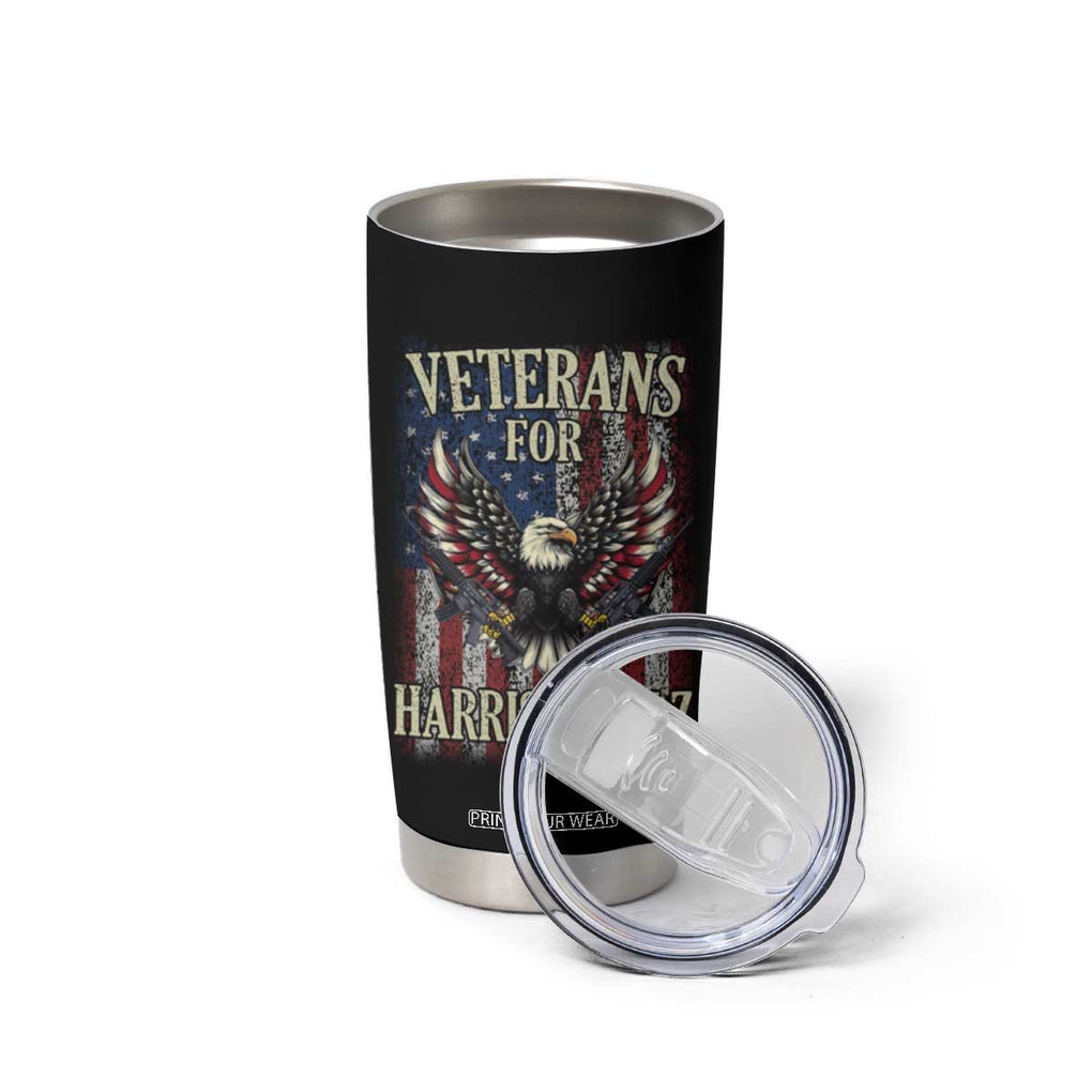 Veterans For Harris Walz 2024 Election Tumbler Cup American Flag Eagle Grandpa Dad Gifts TB10 Print Your Wear