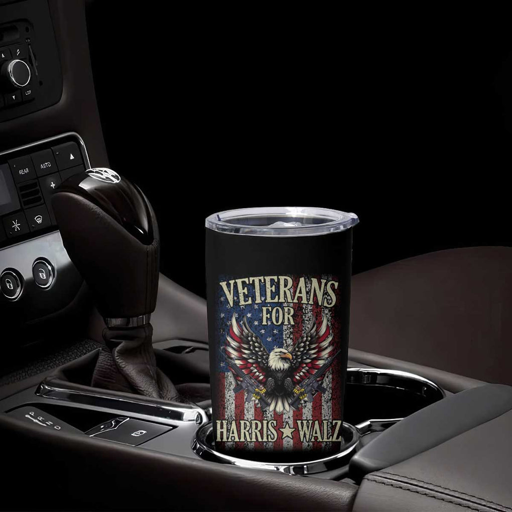Veterans For Harris Walz 2024 Election Tumbler Cup American Flag Eagle Grandpa Dad Gifts TB10 Print Your Wear