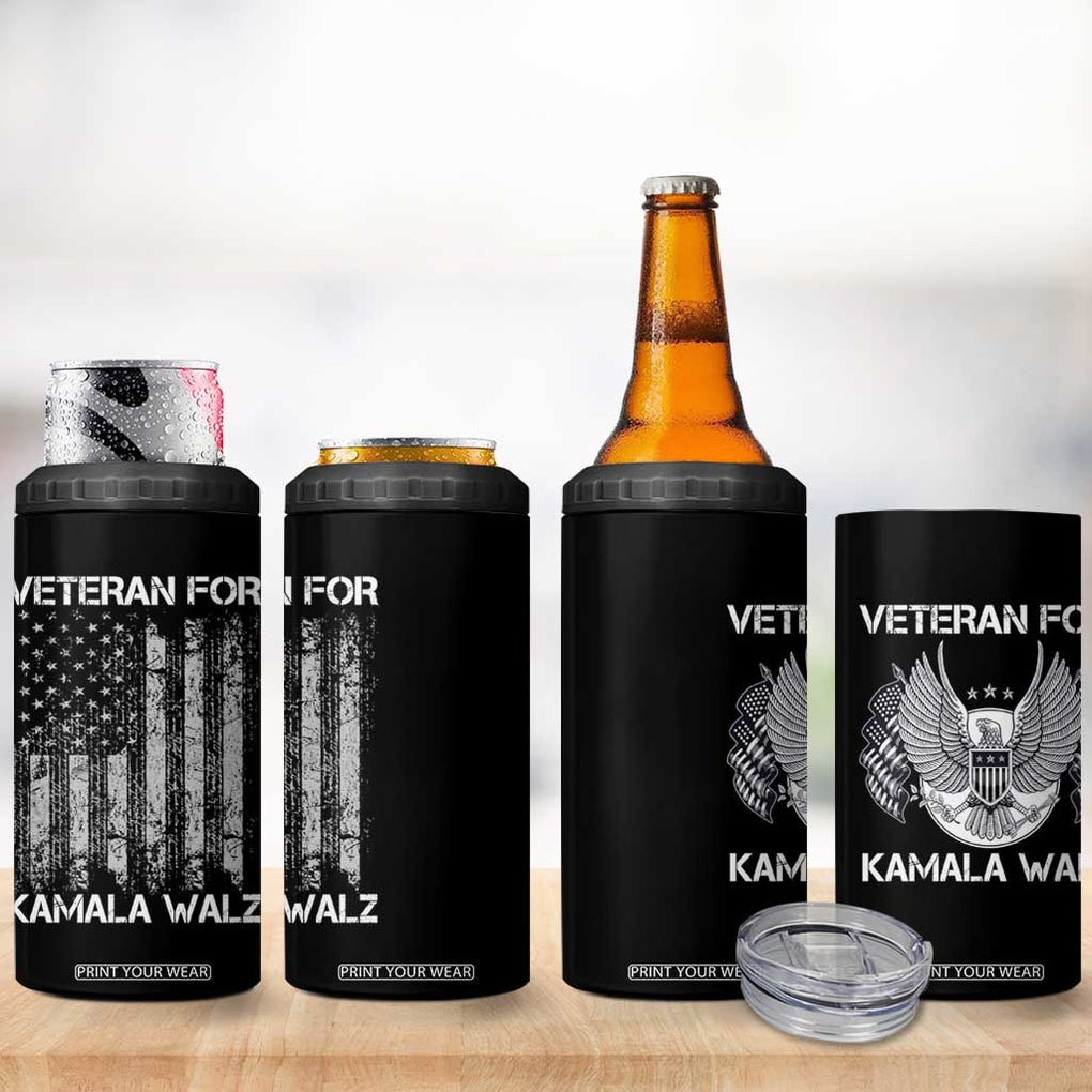 Veterans For Harris Walz 2024 Election 4 in 1 Can Cooler Tumbler American Flag Eagle Uncle Grandpa Dad Gifts TB10 Print Your Wear