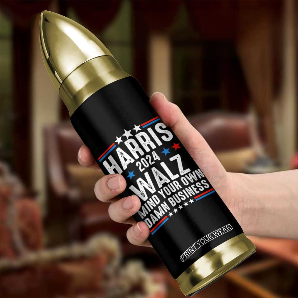 Harris Walz 2024 Election Bullet Tumbler Mind Your Own Damn Business American Flag TB10 Print Your Wear
