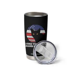 Harris Walz 2024 Election Tumbler Cup Tim Walzt Mind Your Own Damn Business Cat Ladies Vote for Blue American Flag TB10 Print Your Wear