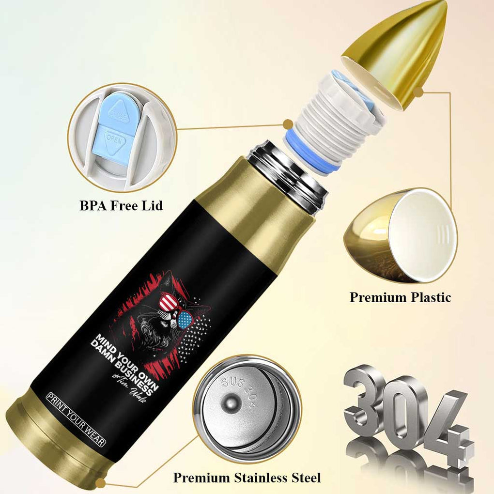 Harris Walz 2024 Election Bullet Tumbler Mind Your Own Damn Business American Flag Cats For Kamala TB10 Print Your Wear