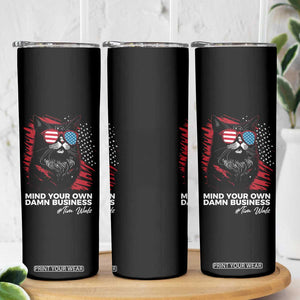 Harris Walz 2024 Election Skinny Tumbler Mind Your Own Damn Business American Flag Cats For Kamala TB10 Print Your Wear