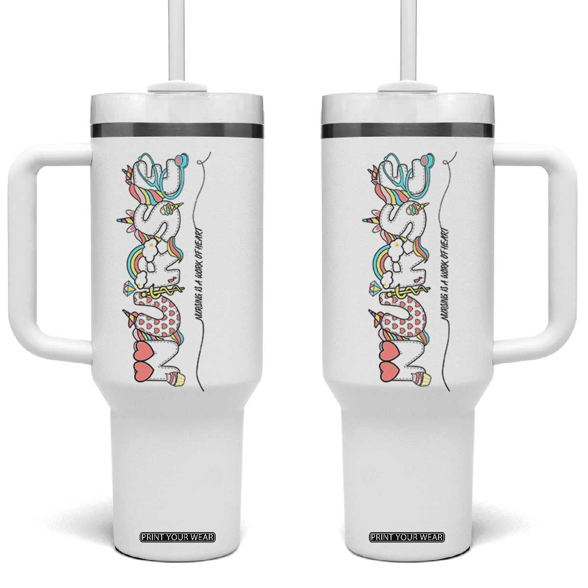 Nurse Gifts For Women Tumbler With Handle Nurses Week Nursing School Graduation Gifts TB10 One Size: 40 oz White Print Your Wear