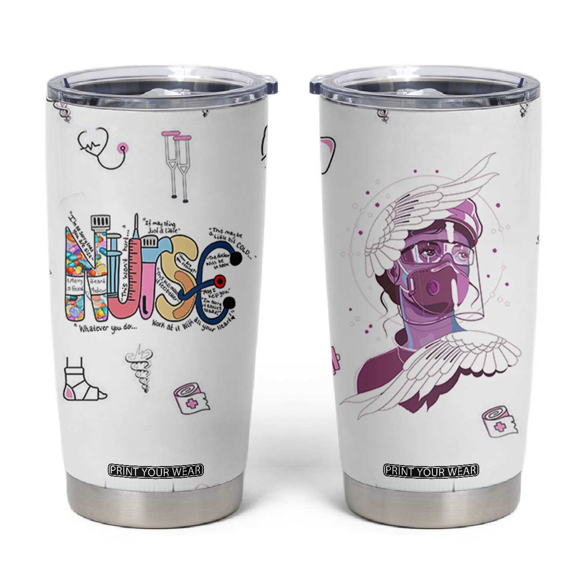 Nurse Gifts For Women Tumbler Cup Nursing School Graduation Nurses Week Gifts TB10 White Print Your Wear