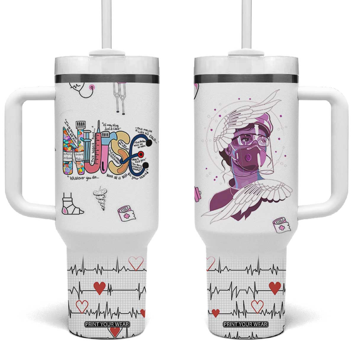 Nurse Gifts For Women Tumbler With Handle Nursing School Graduation Nurses Week Gifts TB10 One Size: 40 oz White Print Your Wear