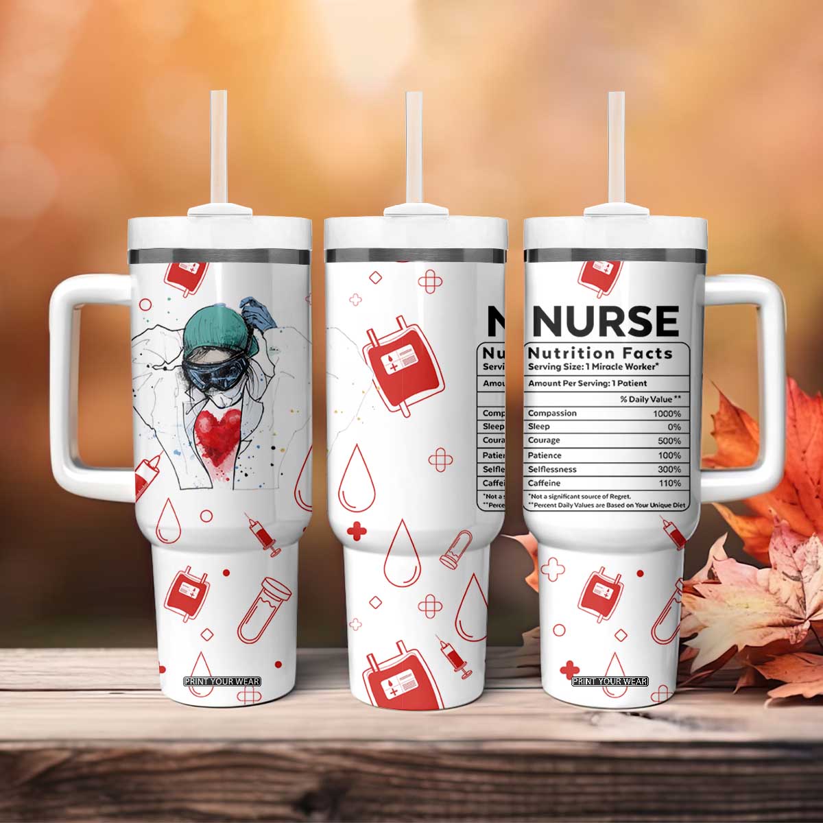 Nurse Gifts for Women Tumbler With Handle Nutrition Facts Rn Lpn Practitioner Nursing School Graduation Gifts TB10 Print Your Wear