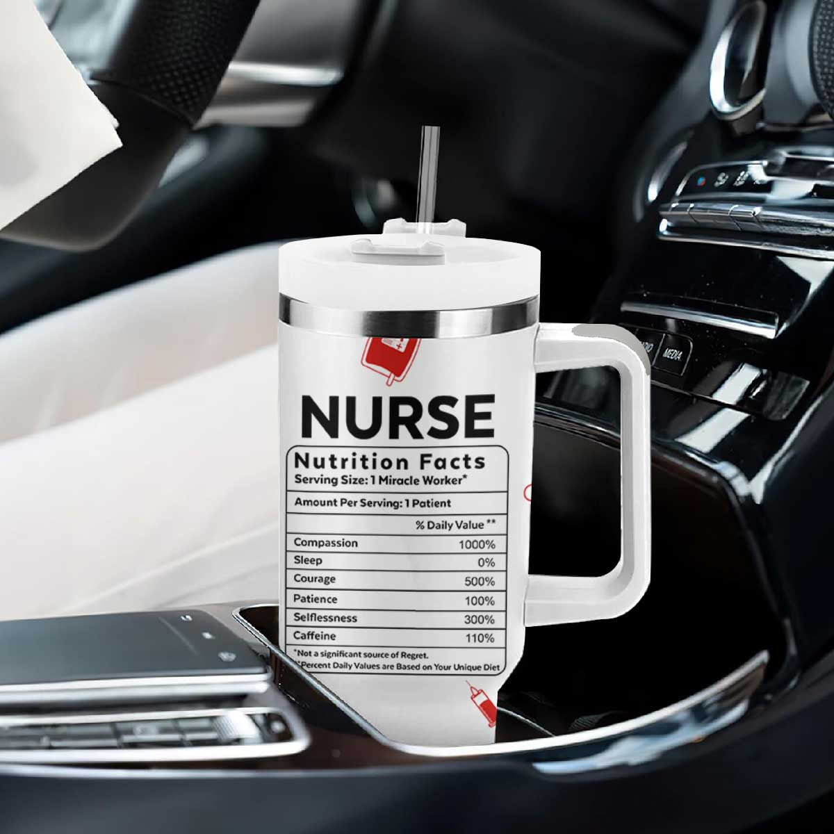 Nurse Gifts for Women Tumbler With Handle Nutrition Facts Rn Lpn Practitioner Nursing School Graduation Gifts TB10 Print Your Wear