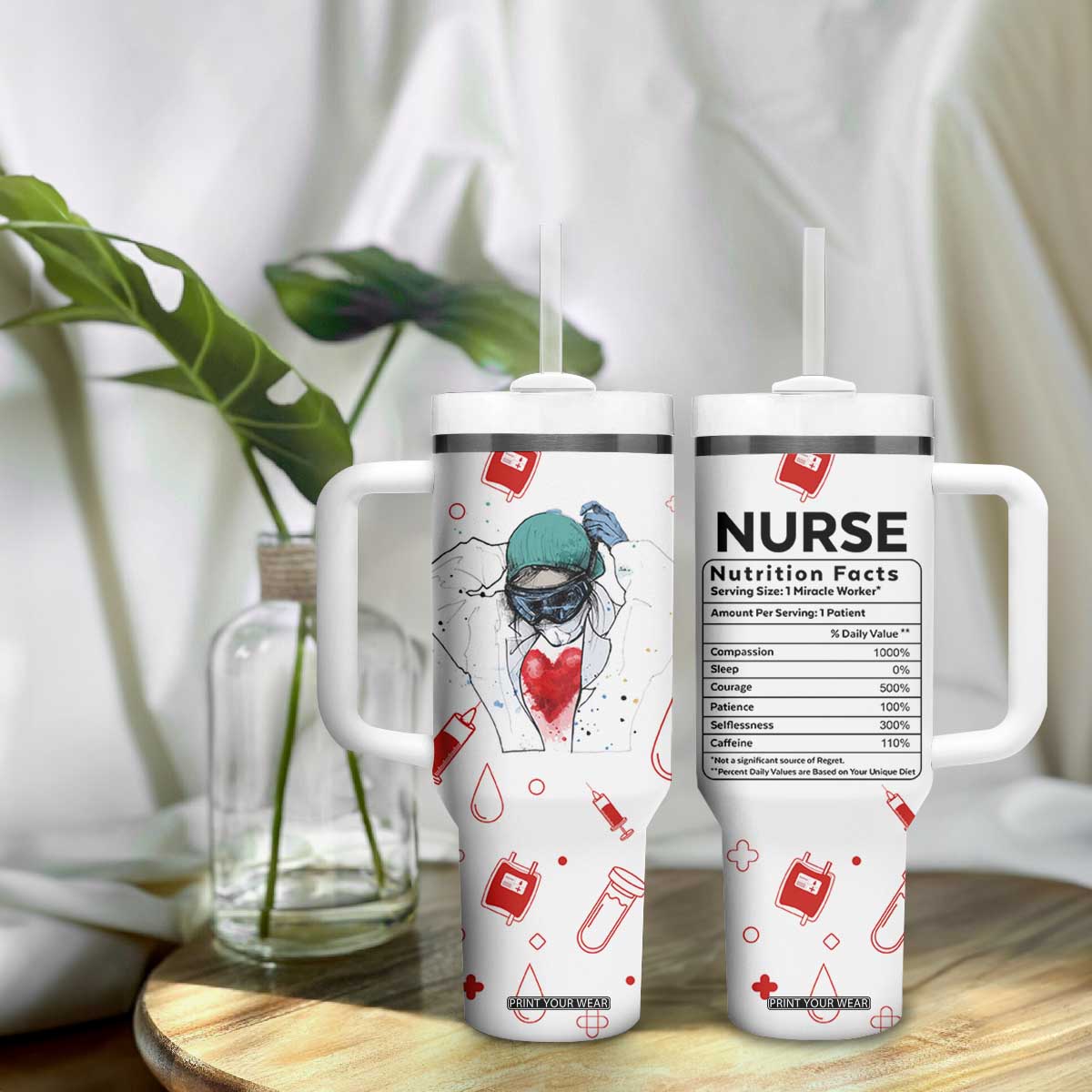 Nurse Gifts for Women Tumbler With Handle Nutrition Facts Rn Lpn Practitioner Nursing School Graduation Gifts TB10 Print Your Wear
