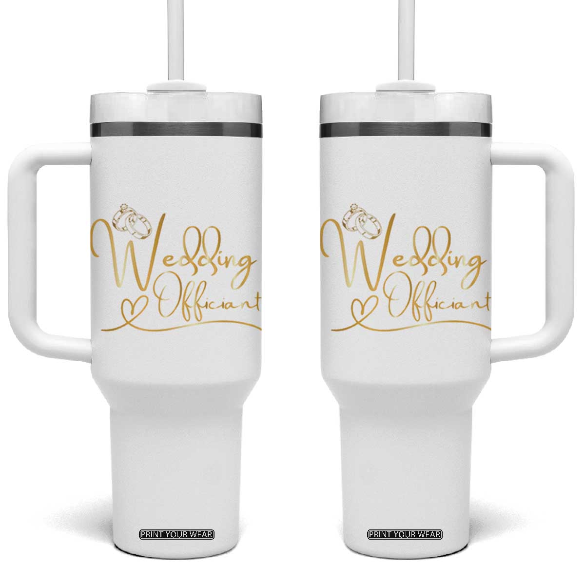 Wedding Officiant Gift Tumbler With Handle Thanks Gifts From Couple Bride Groom TB10 One Size: 40 oz White Print Your Wear