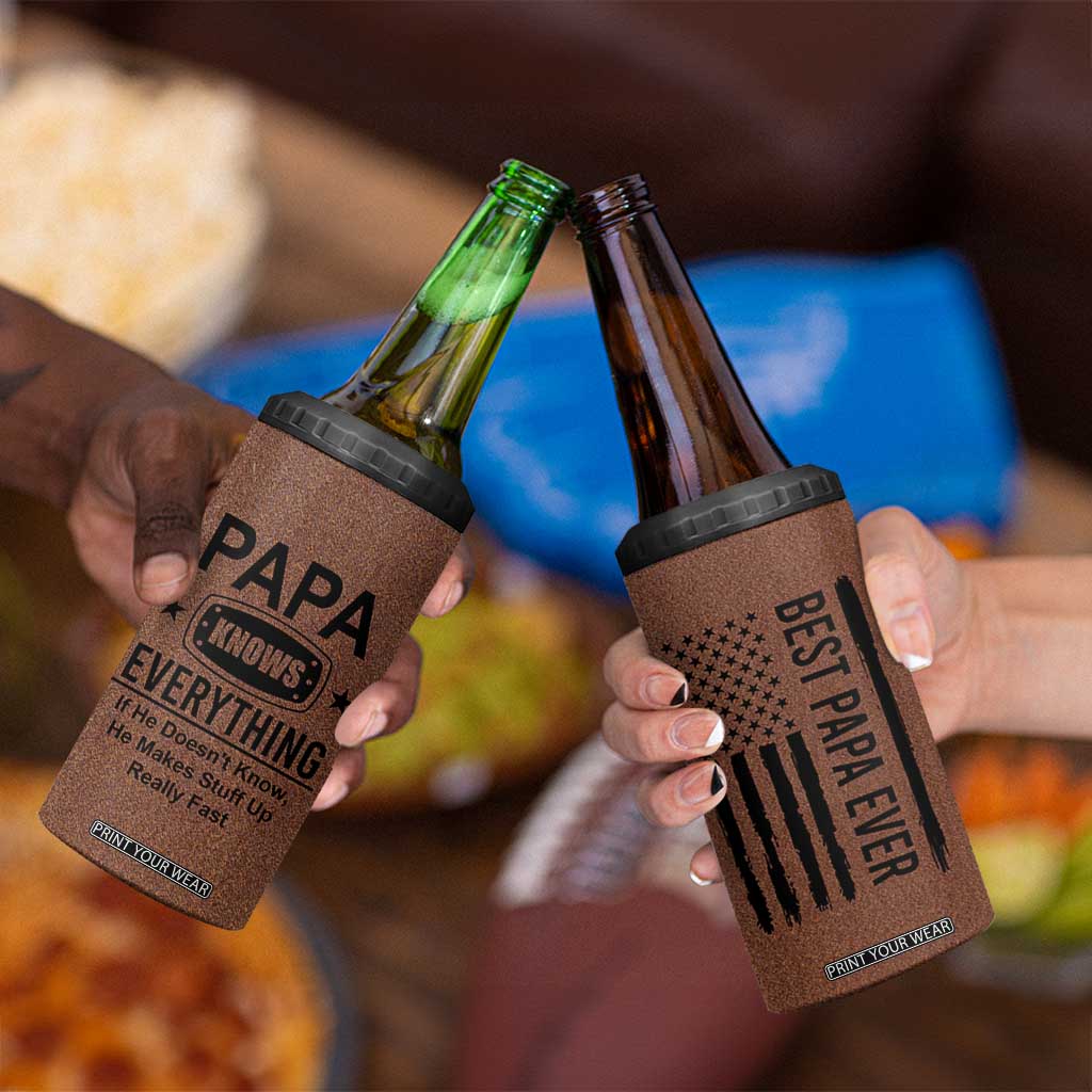 Gifts For Dad 4 in 1 Can Cooler Tumbler Papa Knows Everything Fathers Day TB10 Print Your Wear