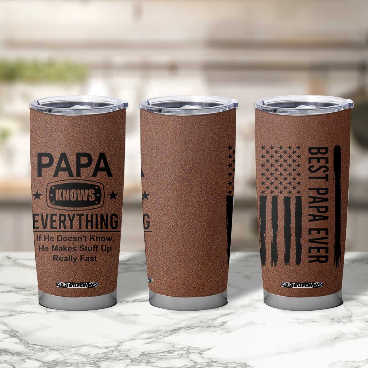 Gifts For Dad Tumbler Cup Papa Knows Everything Fathers Day TB10 Print Your Wear