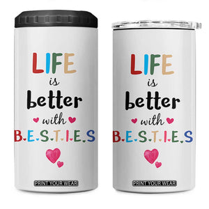 Bestie Gifts 4 in 1 Can Cooler Tumbler Best Friends Friendships BFF Gift TB10 One Size: 16 oz White Print Your Wear