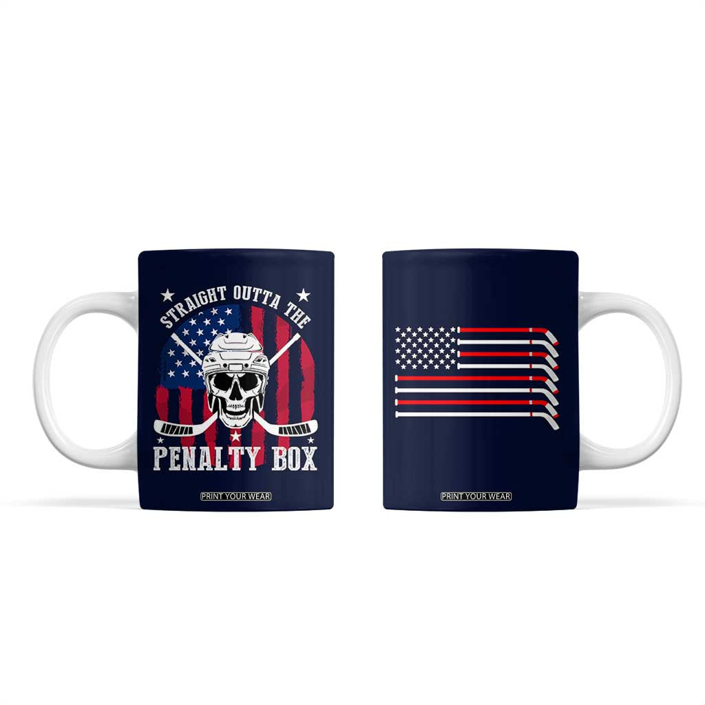 Ice Hockey Coffee Mug Hockey Lovers Fans Coaches Sticks US Flag TB10 Navy Print Your Wear