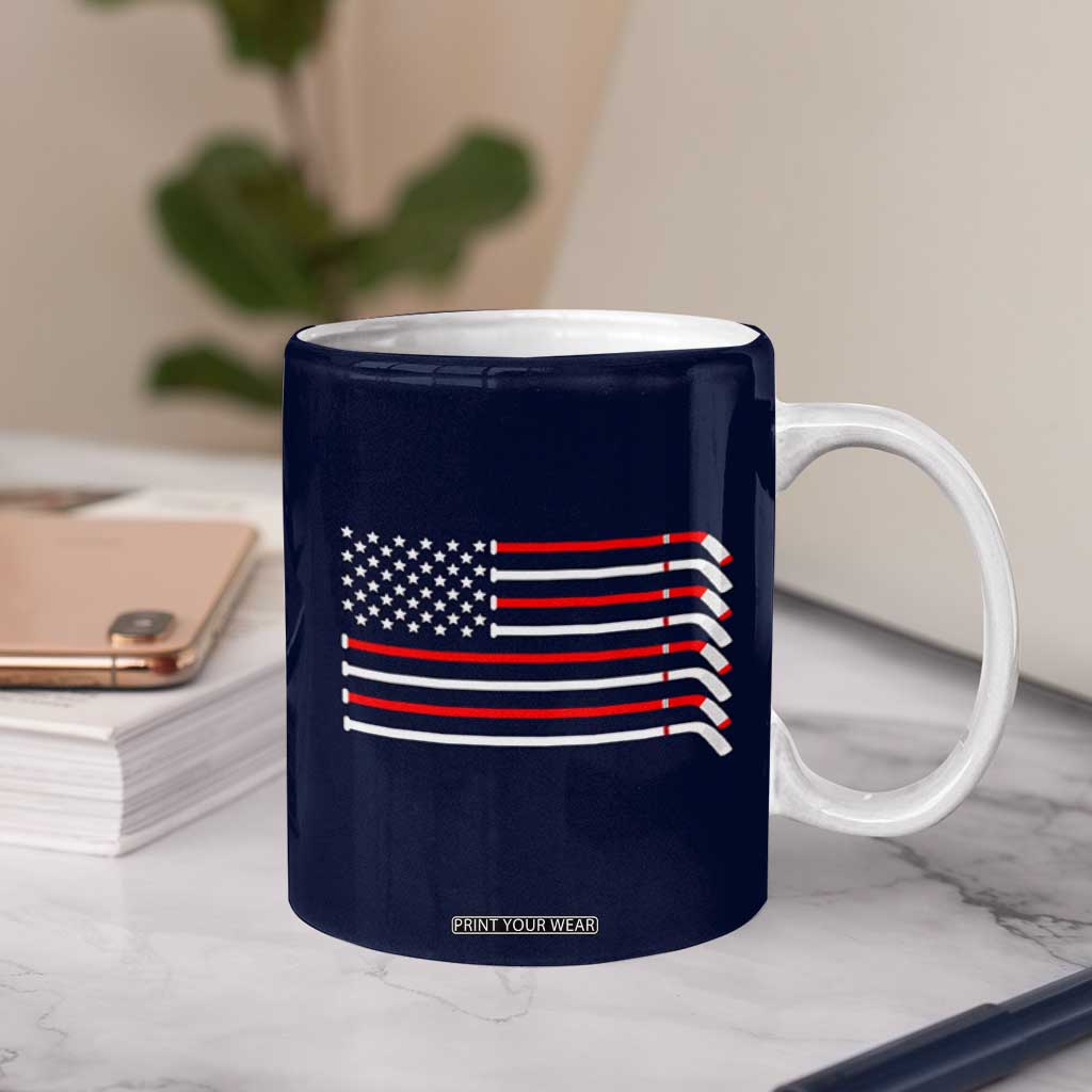 Ice Hockey Coffee Mug Hockey Lovers Fans Coaches Sticks US Flag TB10 Print Your Wear