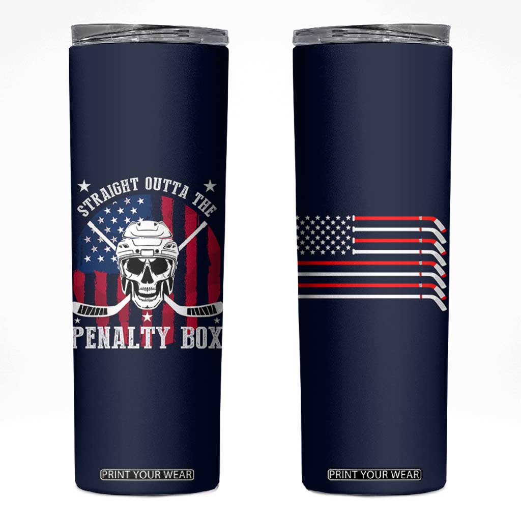 Ice Hockey Skinny Tumbler Hockey Lovers Fans Coaches Sticks US Flag TB10 Navy Print Your Wear