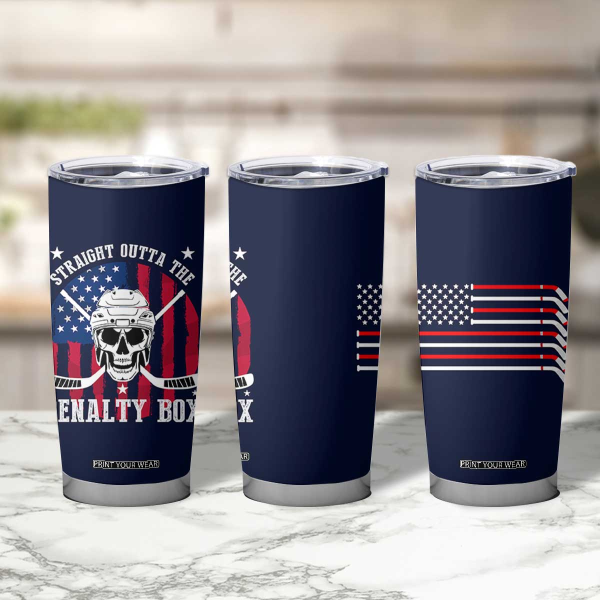Ice Hockey Tumbler Cup Hockey Lovers Fans Coaches Sticks US Flag TB10 Print Your Wear