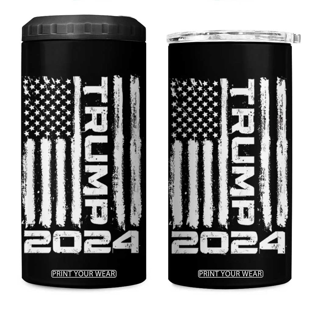 American President Election 4 in 1 Can Cooler Tumbler Trump 2024 American Flag TB10 One Size: 16 oz Black Print Your Wear