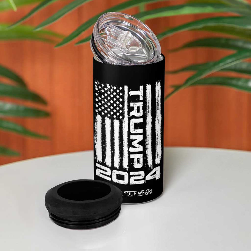 American President Election 4 in 1 Can Cooler Tumbler Trump 2024 American Flag TB10 Print Your Wear