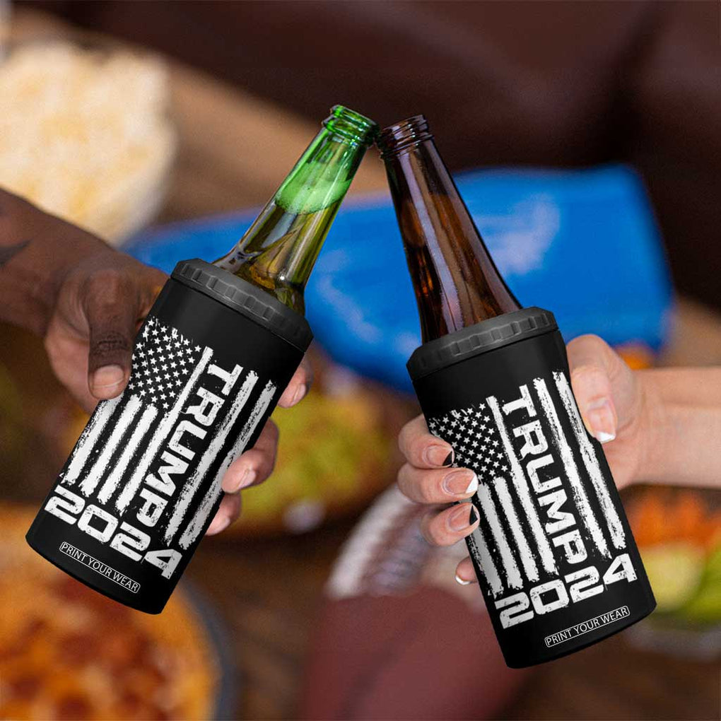 American President Election 4 in 1 Can Cooler Tumbler Trump 2024 American Flag TB10 Print Your Wear