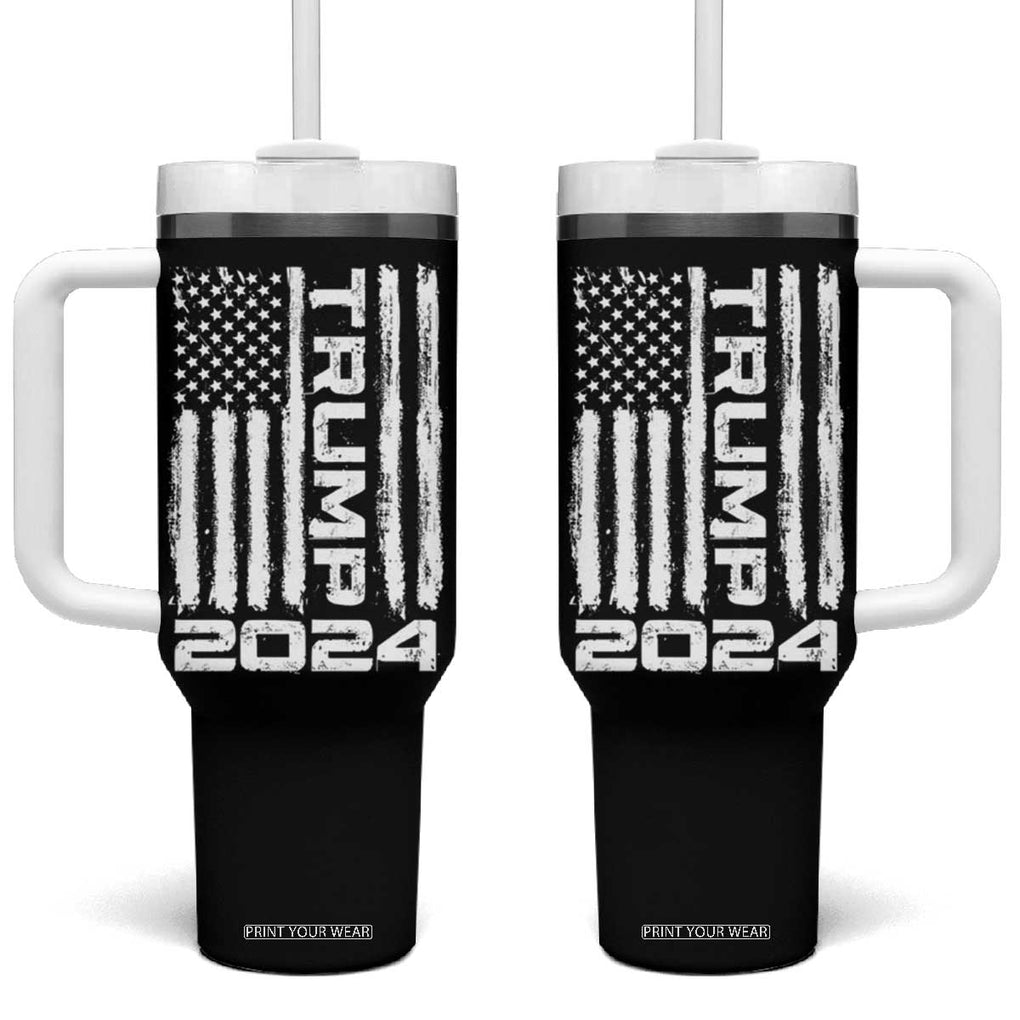 American President Election Tumbler With Handle Trump 2024 American Flag TB10 One Size: 40 oz Black Print Your Wear