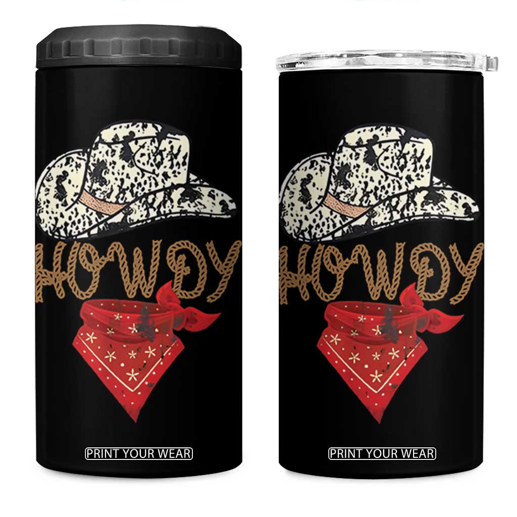 Howdy Cowboy 4 in 1 Can Cooler Tumbler Retro Western Country Rodeo TB10 One Size: 16 oz Black Print Your Wear